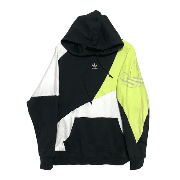 adidas Tops - Adidas Hoodie Color Block Black White Lime Green Y2K Streetwear Loud Womens M
